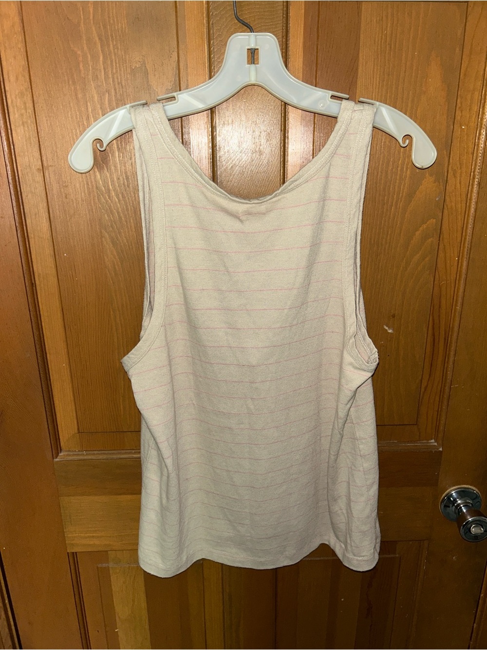 Faherty Cream Tank Top with Pink Pinstripes L NWT cotton linen blend w poly - Picture 6 of 6